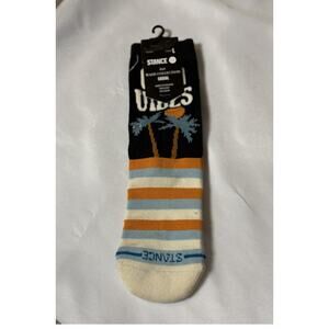 Stance Kids Good Vibes Crew Socks YL Palm Tree Sunset Stripe NWT Wade Collection